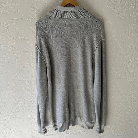 JB HOLT Mens Fulton Lincoln Cotton Chunky Sweater Shawl Size Large Gray Dadcore - Picture 8 of 12